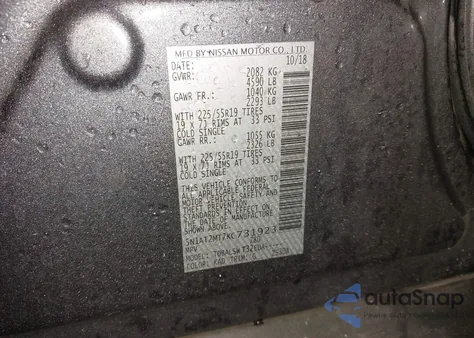 2019 Nissan Rogue Sl from USA, damaged, VIN 5N1AT2MT7KC731923